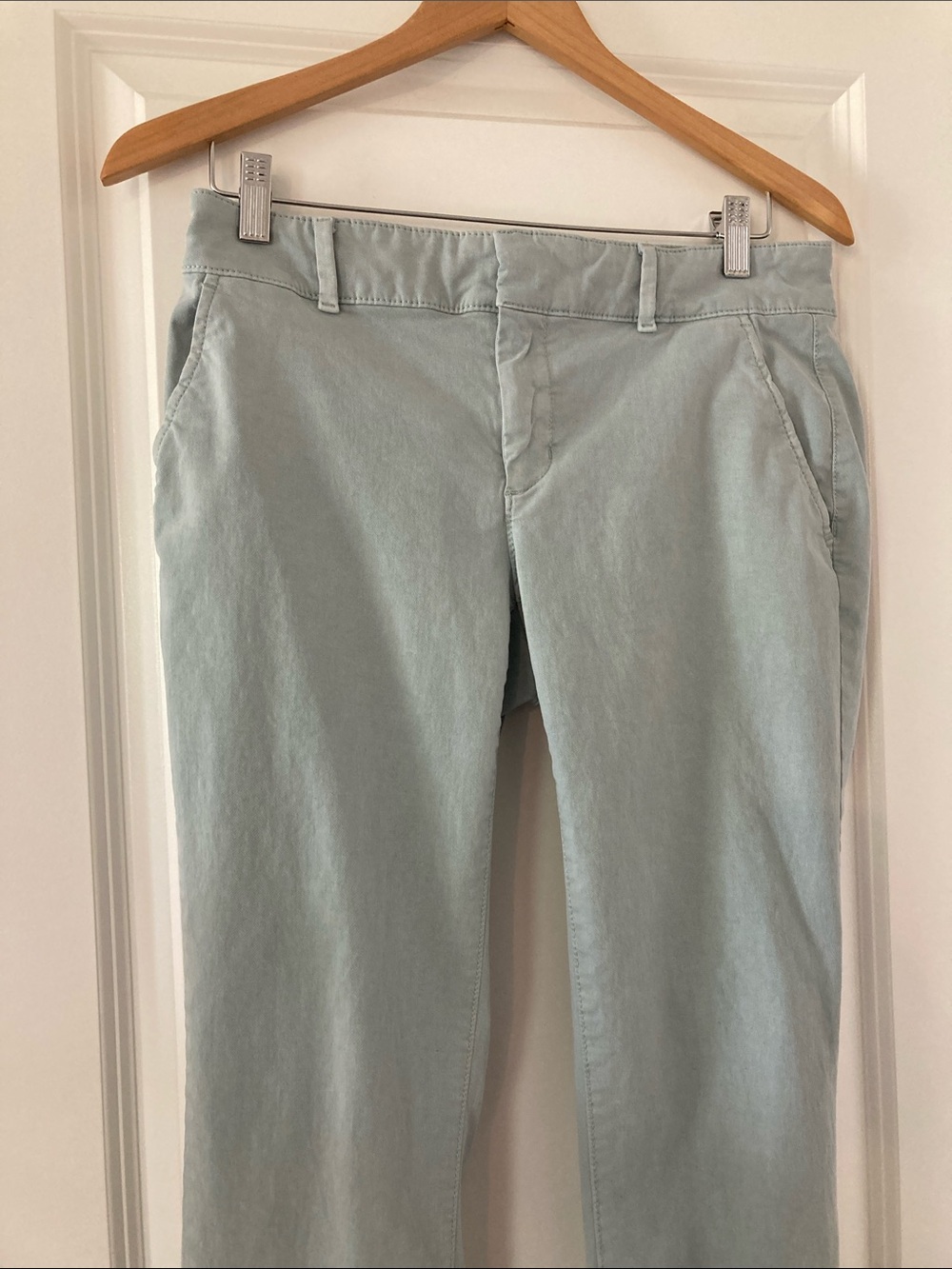 LOFT Sage Green Ankle Frayed Hem Pants - Picture 4 of 8